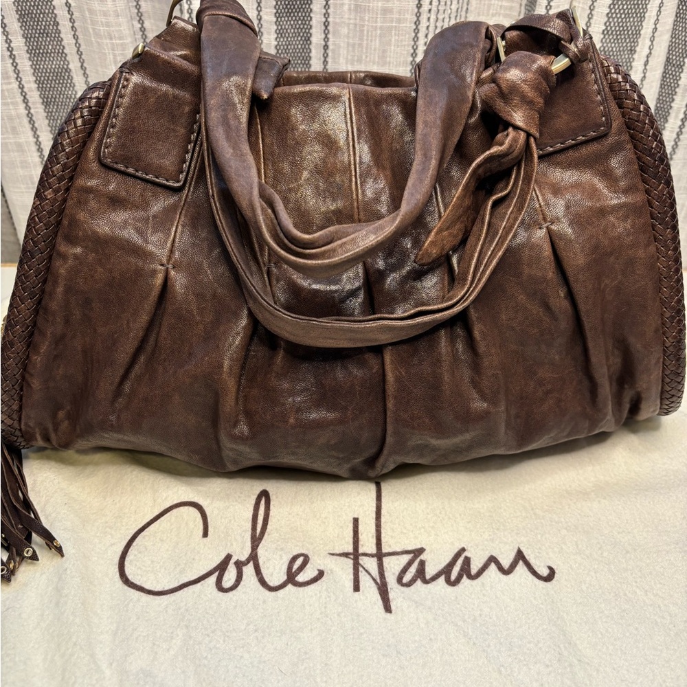 Cole Haan Brown Leather Satchel with Vintage Appeal